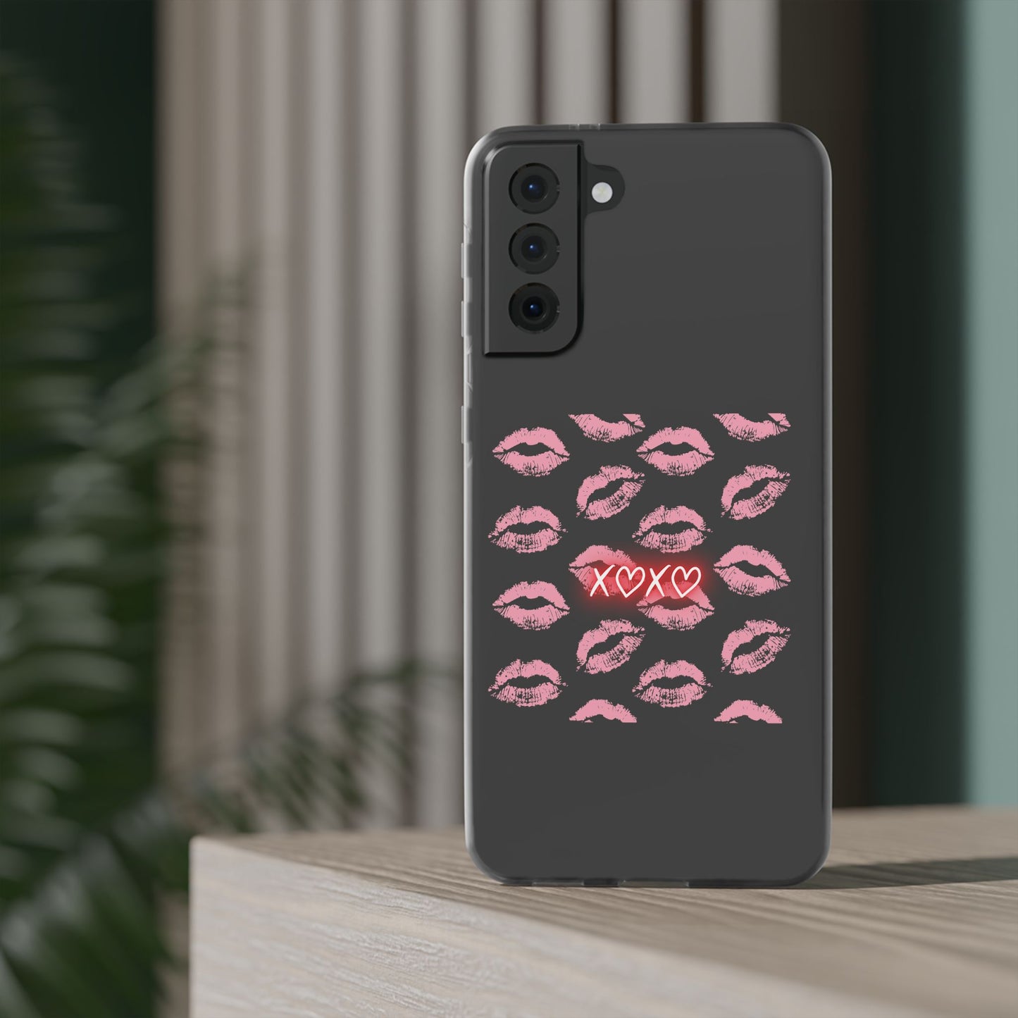 Kiss Print Phone Case - Stylish Flexi Case, Cute Phone Cover, Gift for Her, Trendy Accessories, Valentine's Day, Romantic Style