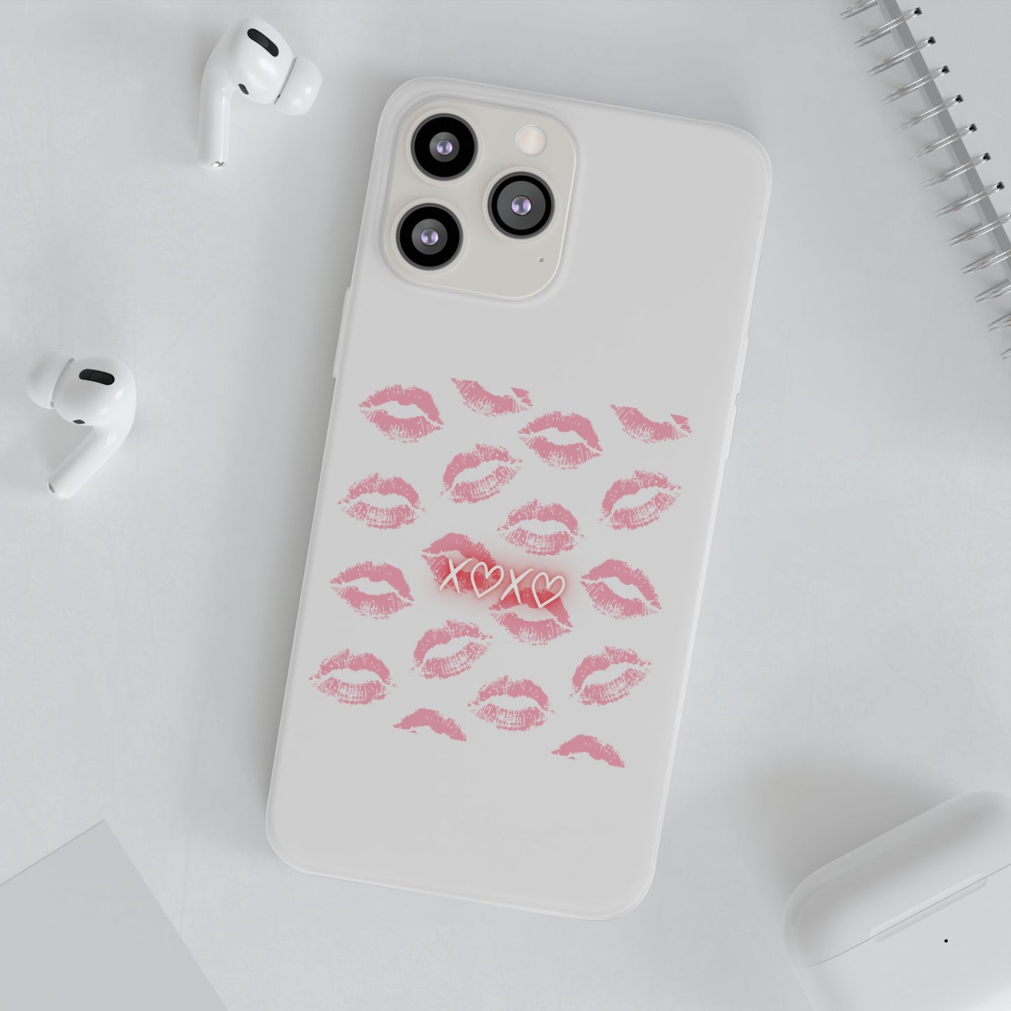 Kiss Print Phone Case - Stylish Flexi Case, Cute Phone Cover, Gift for Her, Trendy Accessories, Valentine's Day, Romantic Style