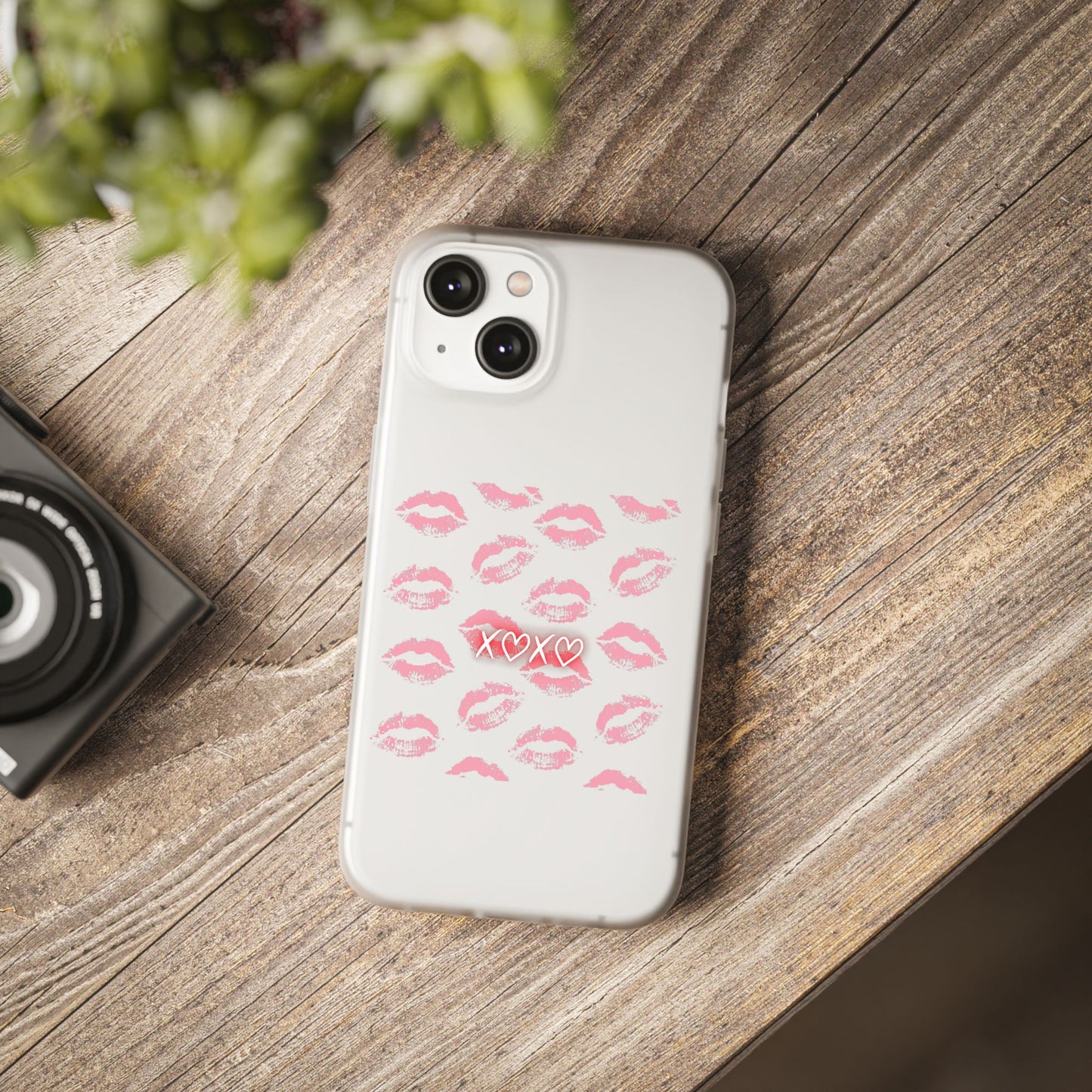 Kiss Print Phone Case - Stylish Flexi Case, Cute Phone Cover, Gift for Her, Trendy Accessories, Valentine's Day, Romantic Style