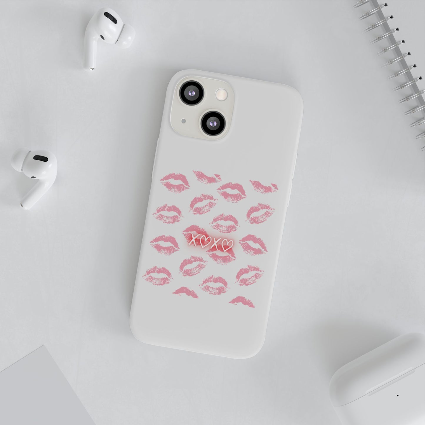 Kiss Print Phone Case - Stylish Flexi Case, Cute Phone Cover, Gift for Her, Trendy Accessories, Valentine's Day, Romantic Style