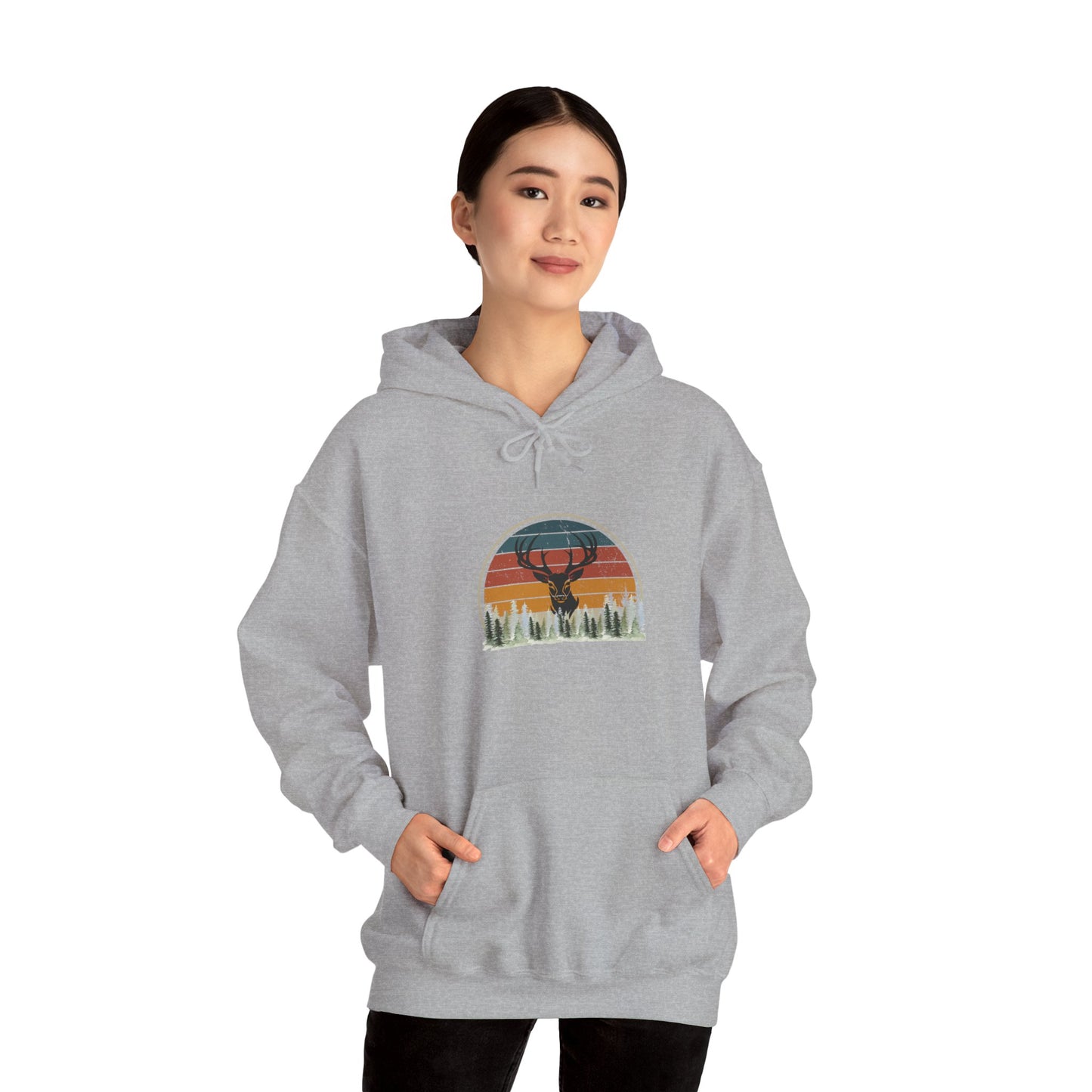 Stylish Unisex Hoodie with Retro Mountain Design, Cozy Apparel, Perfect for Outdoor Lovers, Gifts for Him or Her, Casual Wear