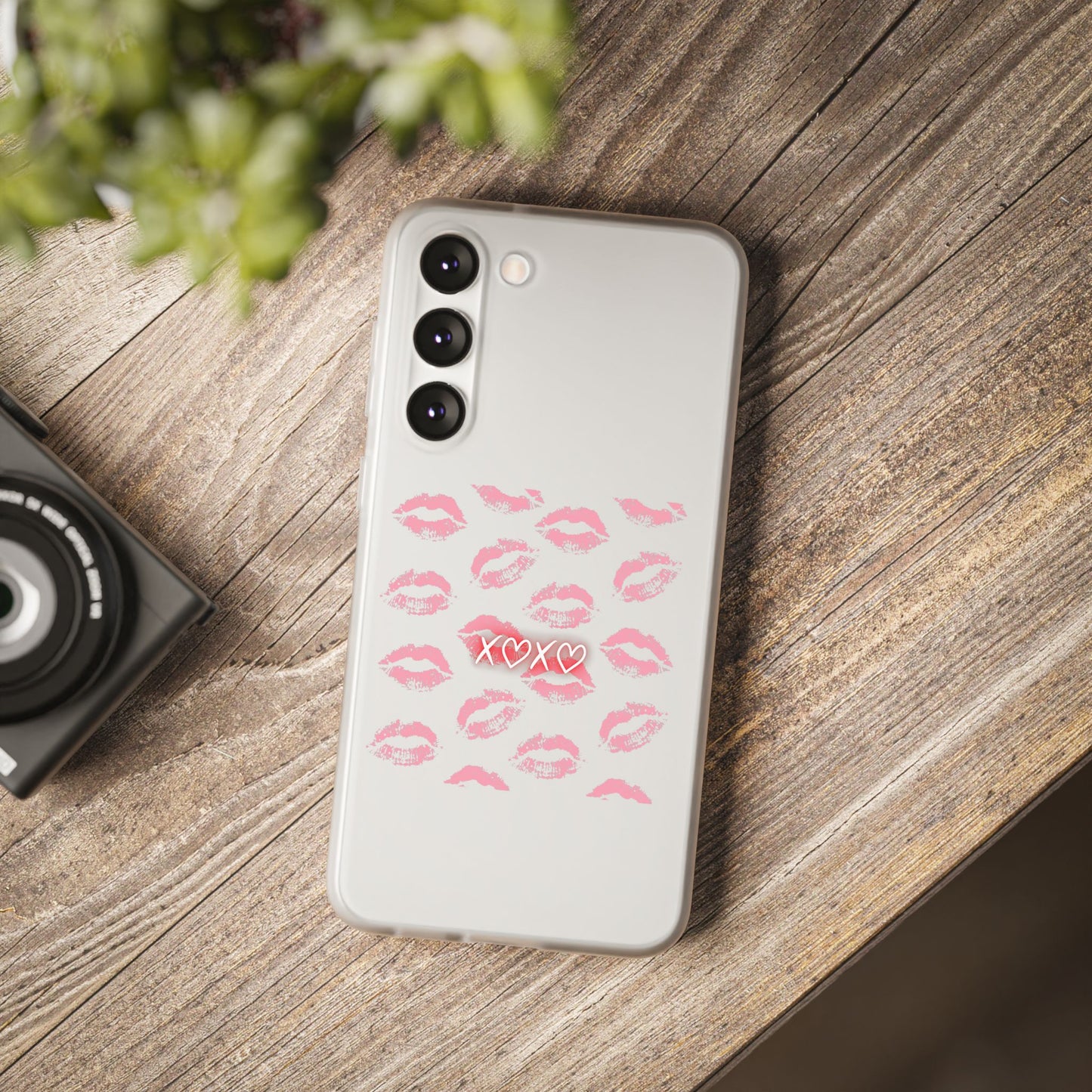 Kiss Print Phone Case - Stylish Flexi Case, Cute Phone Cover, Gift for Her, Trendy Accessories, Valentine's Day, Romantic Style