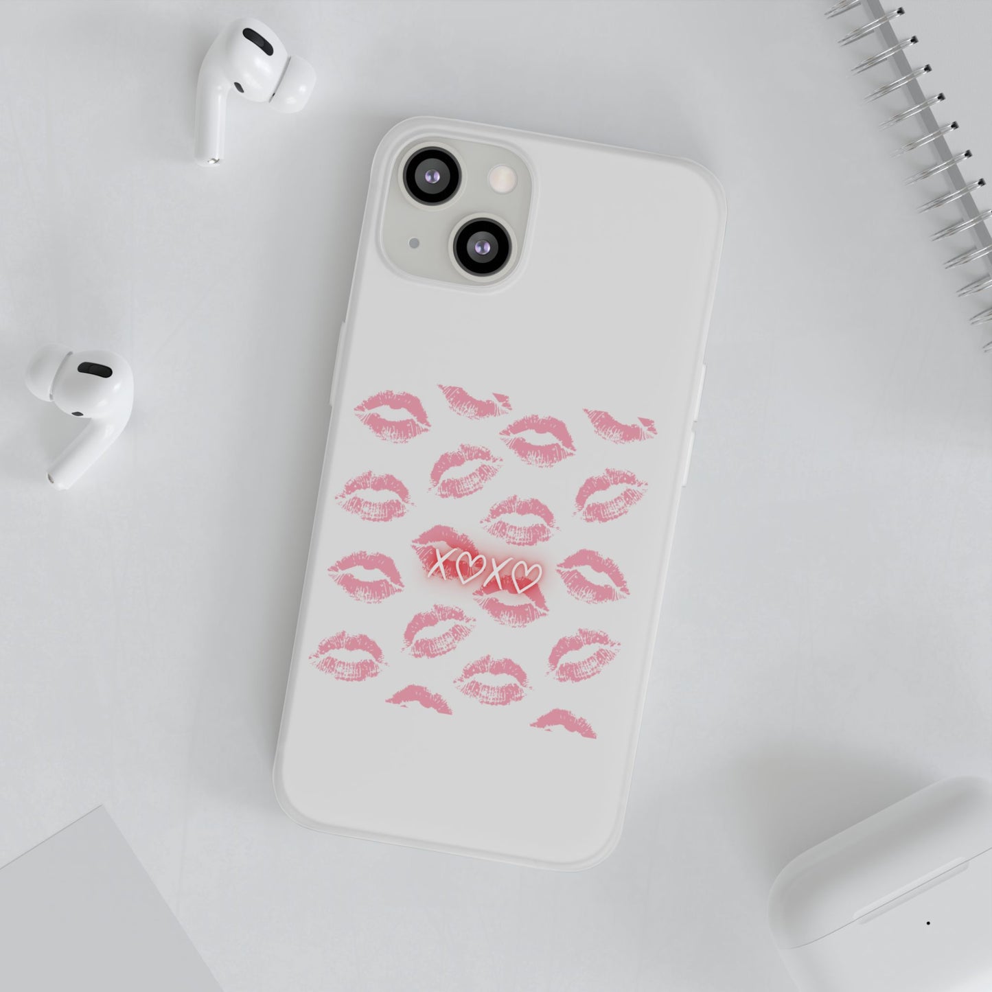 Kiss Print Phone Case - Stylish Flexi Case, Cute Phone Cover, Gift for Her, Trendy Accessories, Valentine's Day, Romantic Style