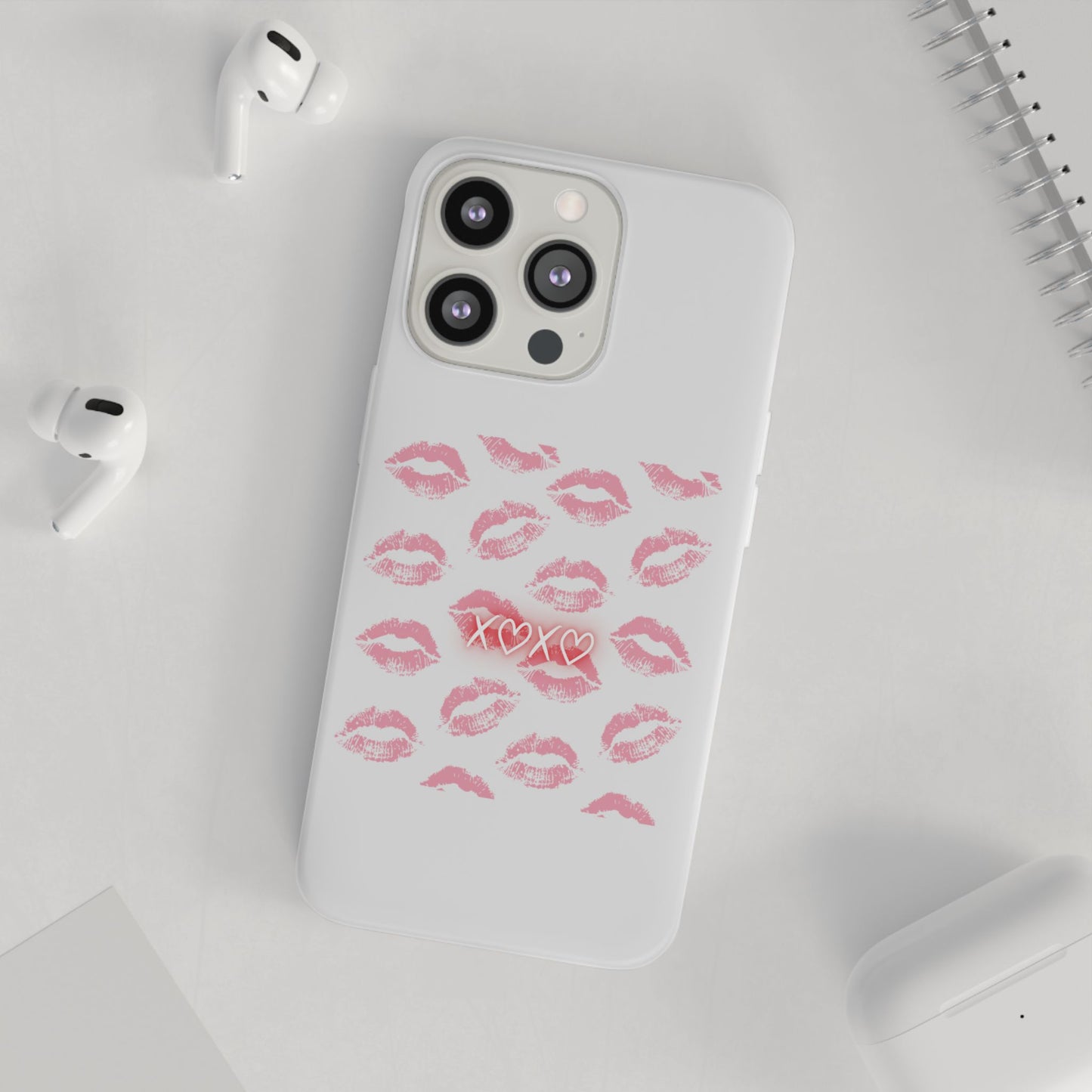 Kiss Print Phone Case - Stylish Flexi Case, Cute Phone Cover, Gift for Her, Trendy Accessories, Valentine's Day, Romantic Style