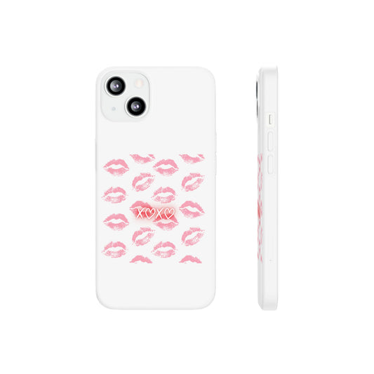 Kiss Print Phone Case - Stylish Flexi Case, Cute Phone Cover, Gift for Her, Trendy Accessories, Valentine's Day, Romantic Style