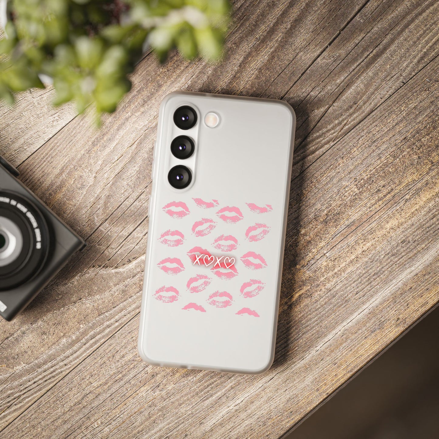 Kiss Print Phone Case - Stylish Flexi Case, Cute Phone Cover, Gift for Her, Trendy Accessories, Valentine's Day, Romantic Style