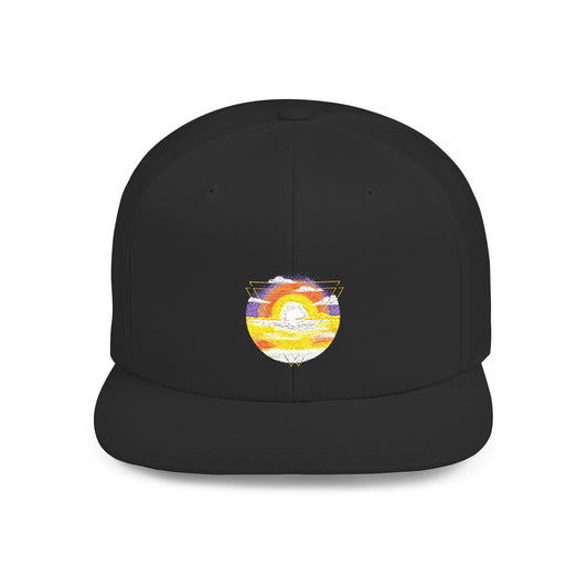 Sunset Vibe Flat Bill Snapback Hat, Trendy Cap for Summer, Beach Days, Outdoors, Gift for Him or Her, Fashionable Headwear
