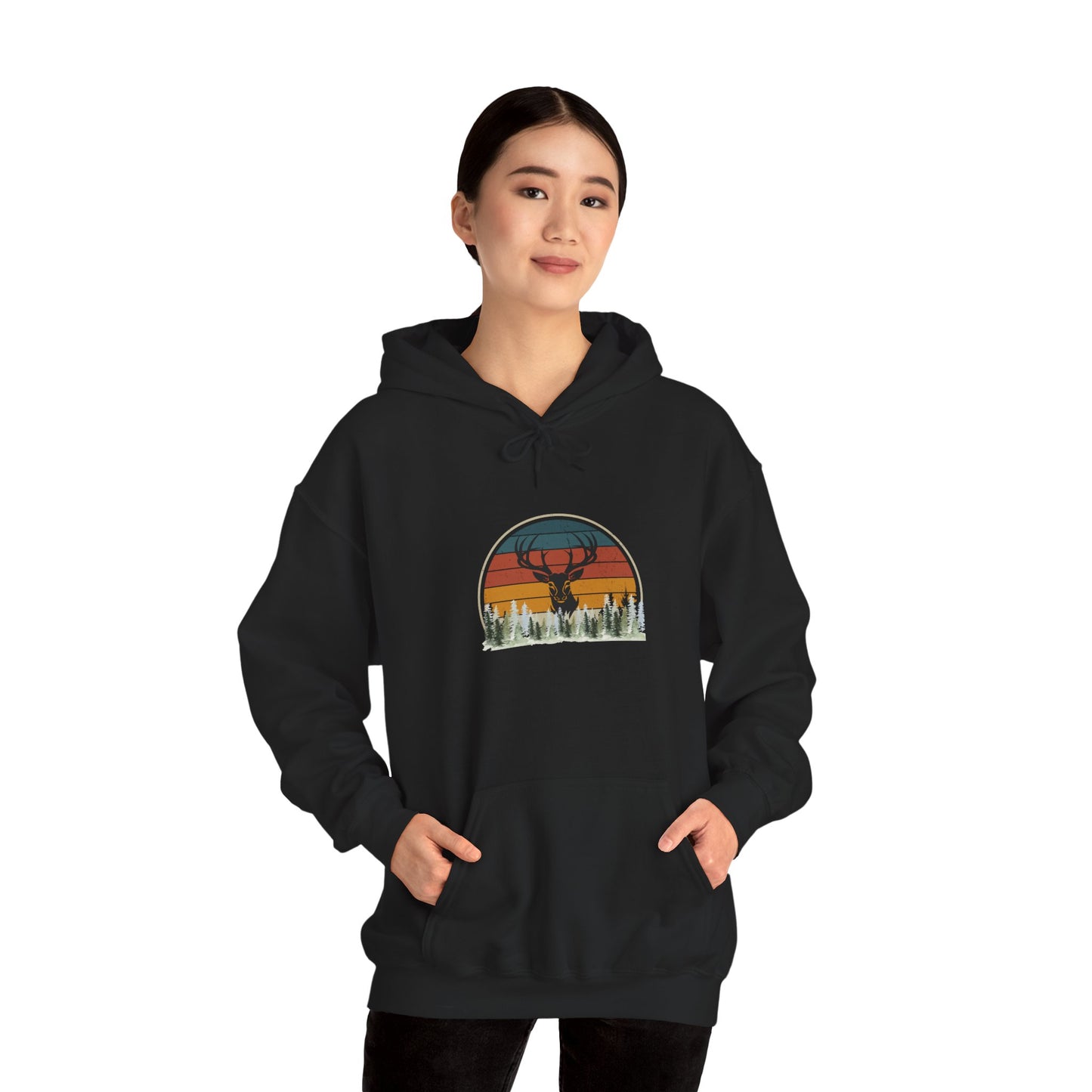 Stylish Unisex Hoodie with Retro Mountain Design, Cozy Apparel, Perfect for Outdoor Lovers, Gifts for Him or Her, Casual Wear