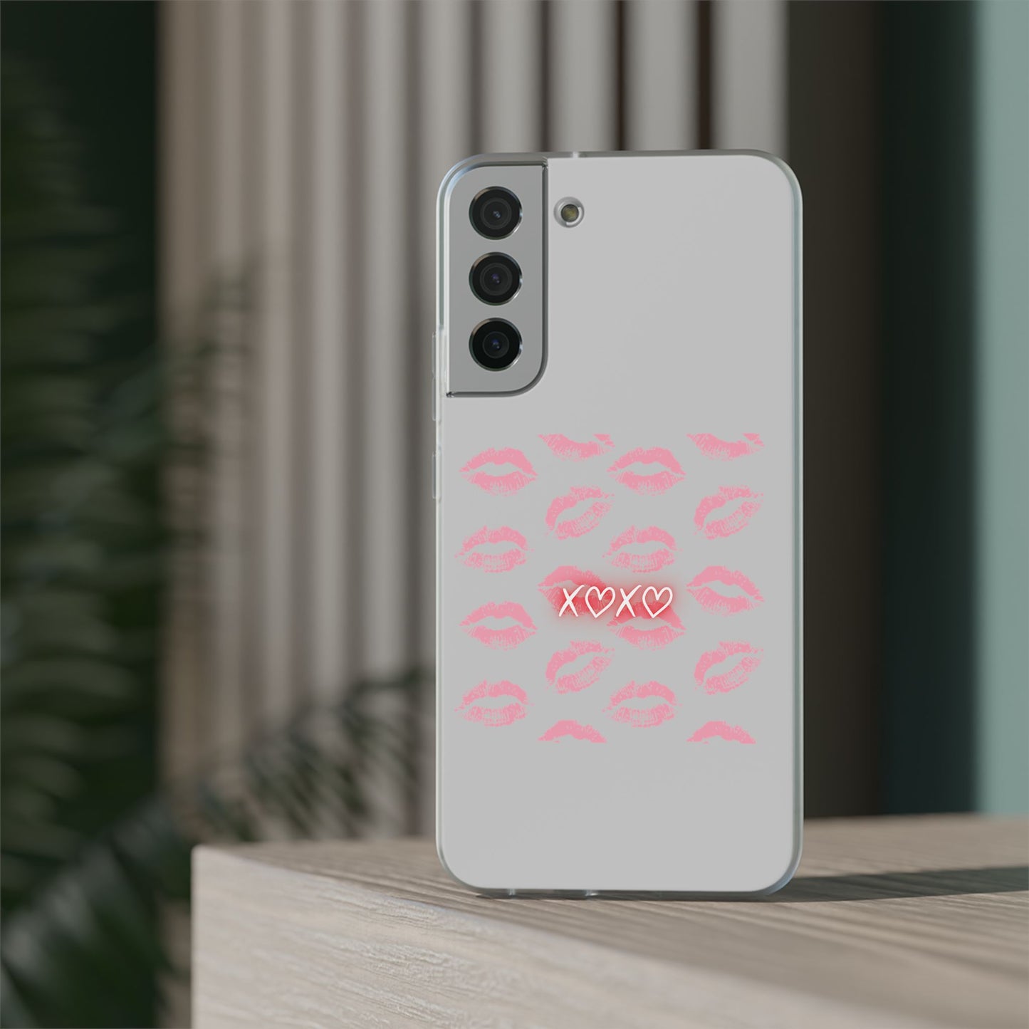 Kiss Print Phone Case - Stylish Flexi Case, Cute Phone Cover, Gift for Her, Trendy Accessories, Valentine's Day, Romantic Style