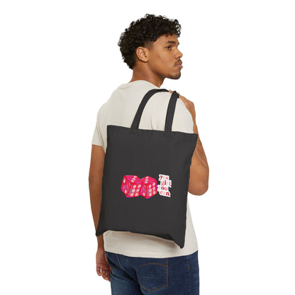 Lucky Dice Cotton Canvas Tote Bag, Fun Eco-Friendly Tote, Gift for Gamers, Everyday Use, Travel Bag, Stylish Shopping Tote