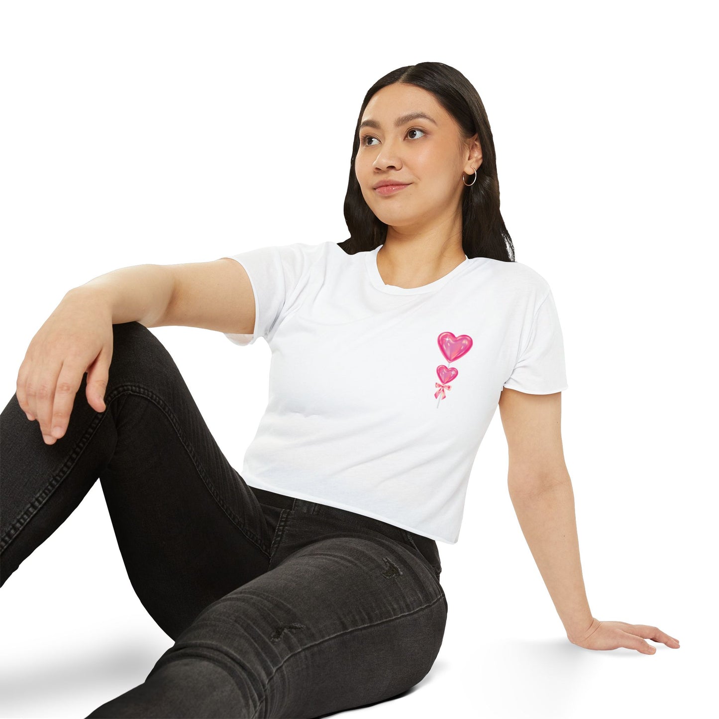 Women's Festival Crop Top with Heart Balloons, Summer Concert Wear, Trendy Festival Shirt, Boho Top, Gift for Her