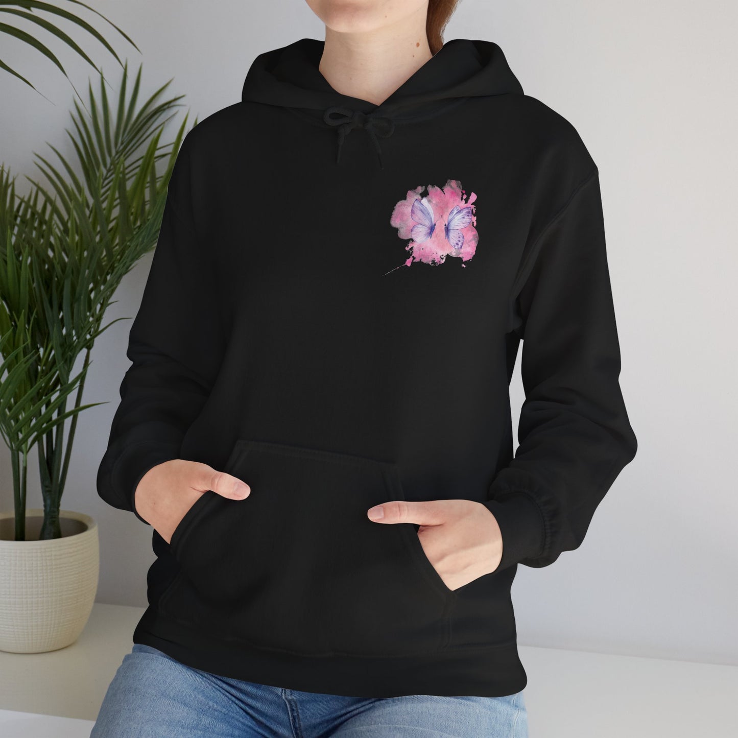 Whimsical Butterfly Sweatshirt - Cozy Hooded Sweatshirt, Pastel Art Apparel, Spring Fashion, Gift for Nature Lovers, Butterfly Lover Gift