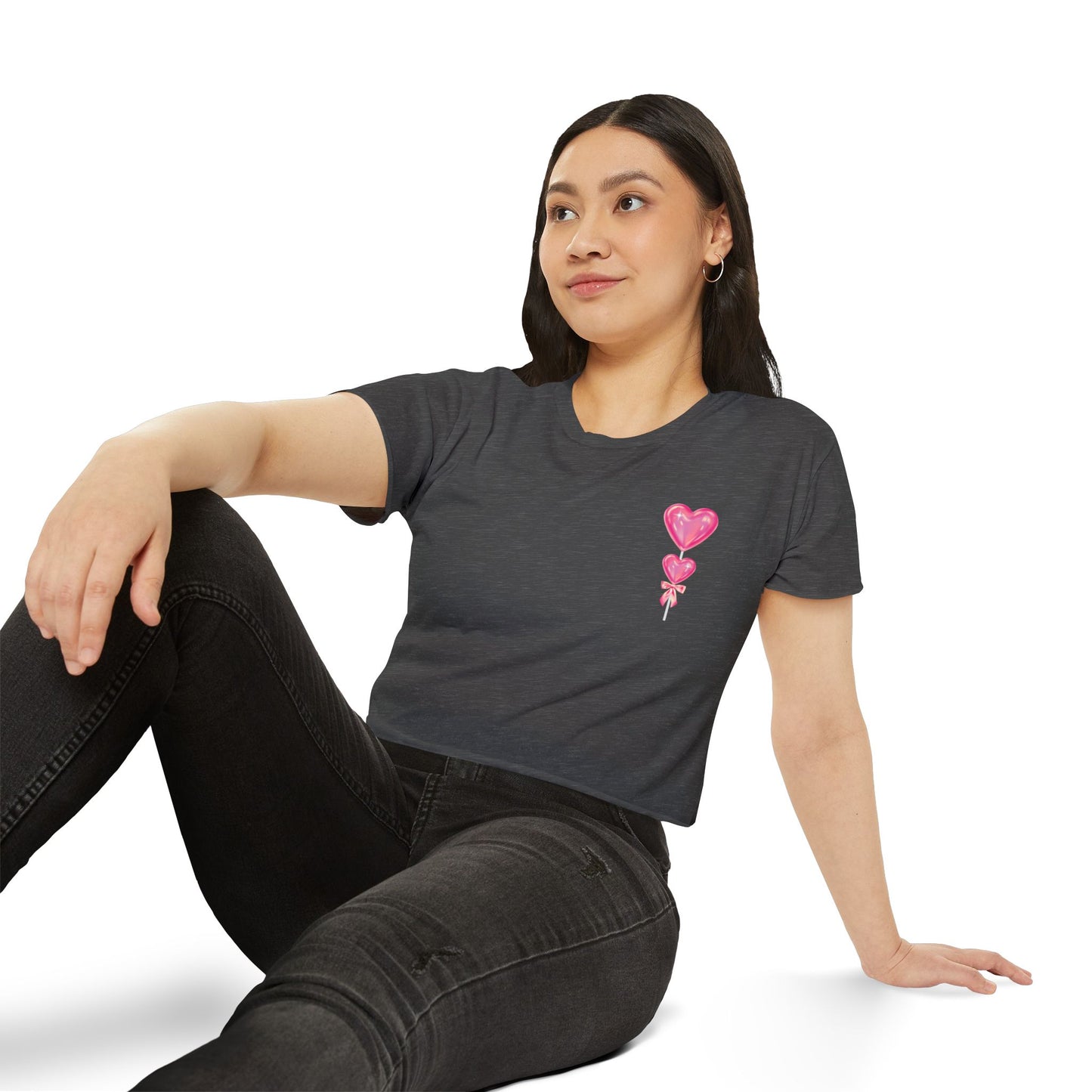 Women's Festival Crop Top with Heart Balloons, Summer Concert Wear, Trendy Festival Shirt, Boho Top, Gift for Her