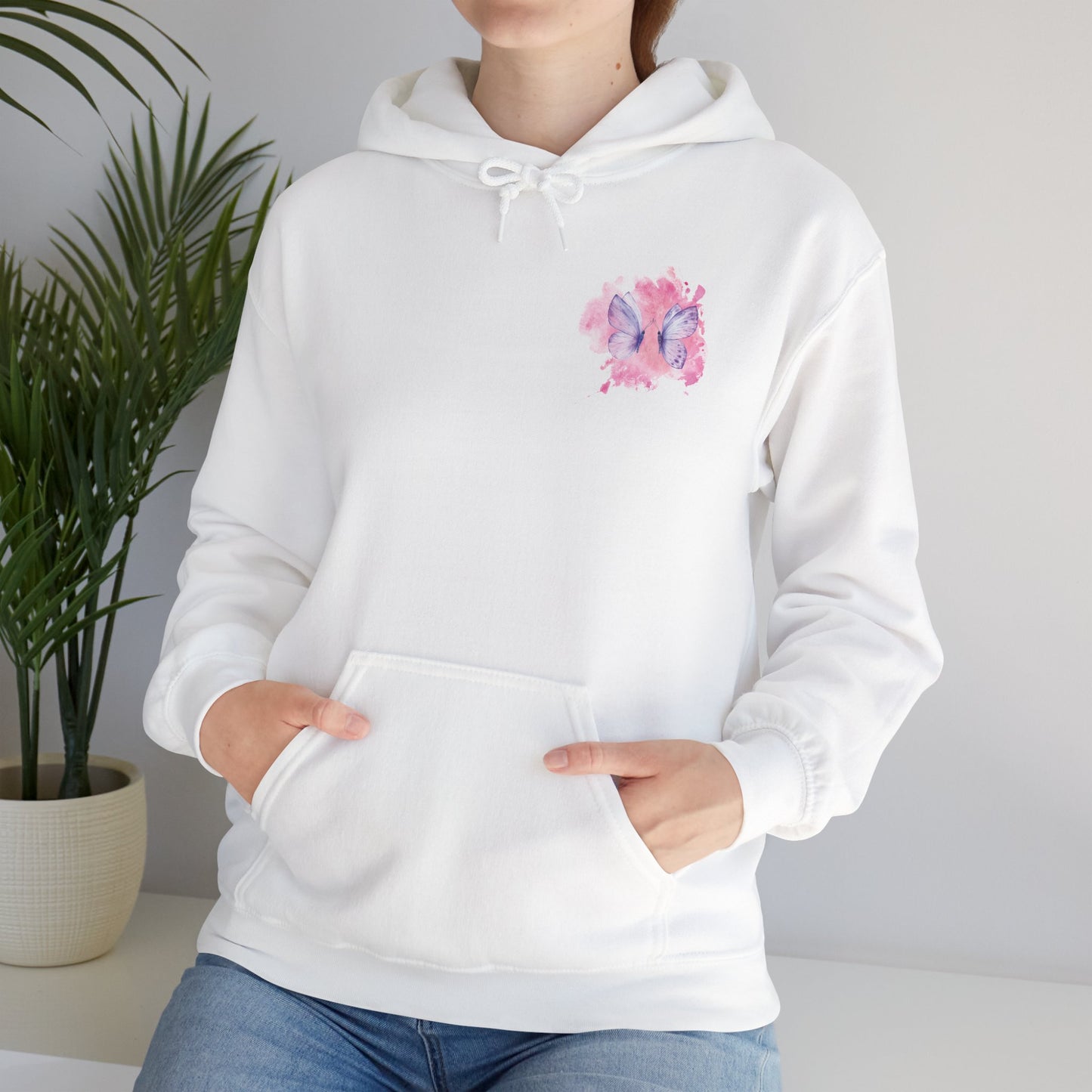 Whimsical Butterfly Sweatshirt - Cozy Hooded Sweatshirt, Pastel Art Apparel, Spring Fashion, Gift for Nature Lovers, Butterfly Lover Gift