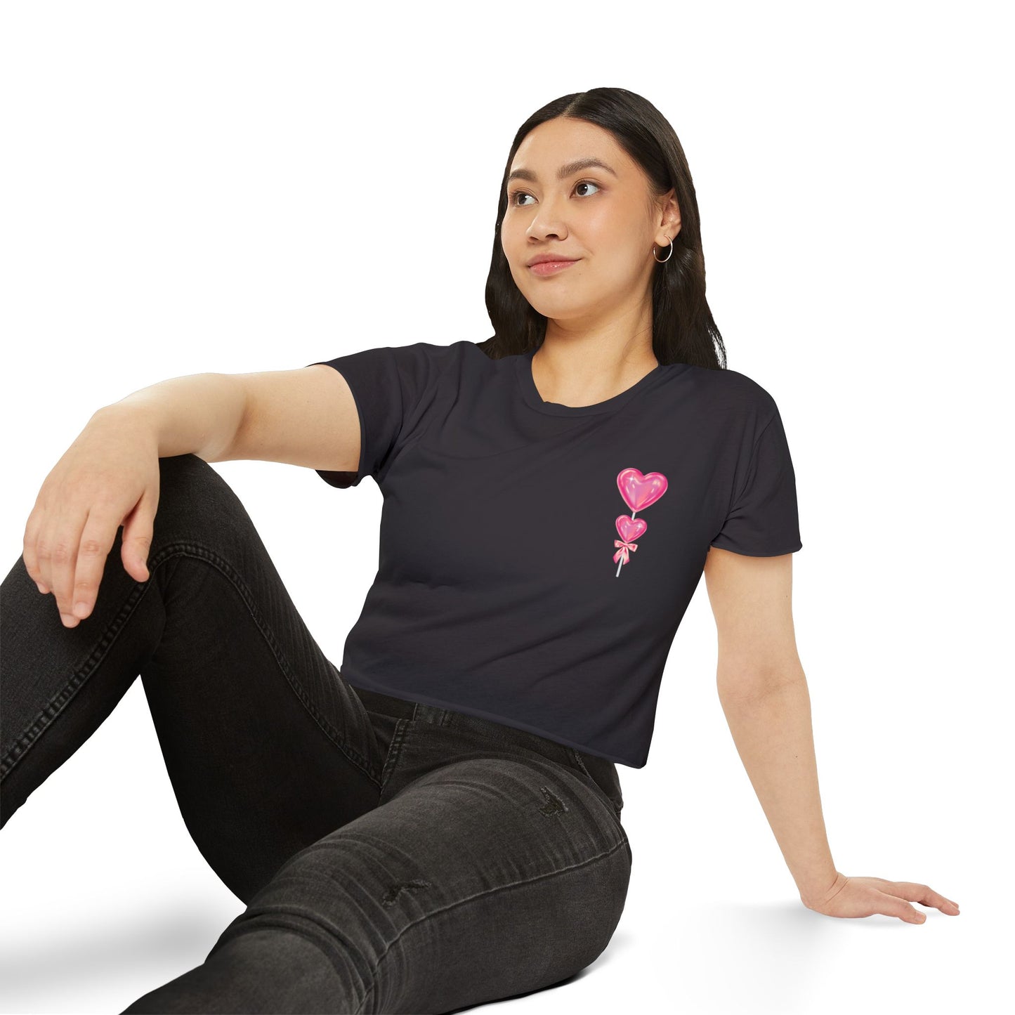 Women's Festival Crop Top with Heart Balloons, Summer Concert Wear, Trendy Festival Shirt, Boho Top, Gift for Her