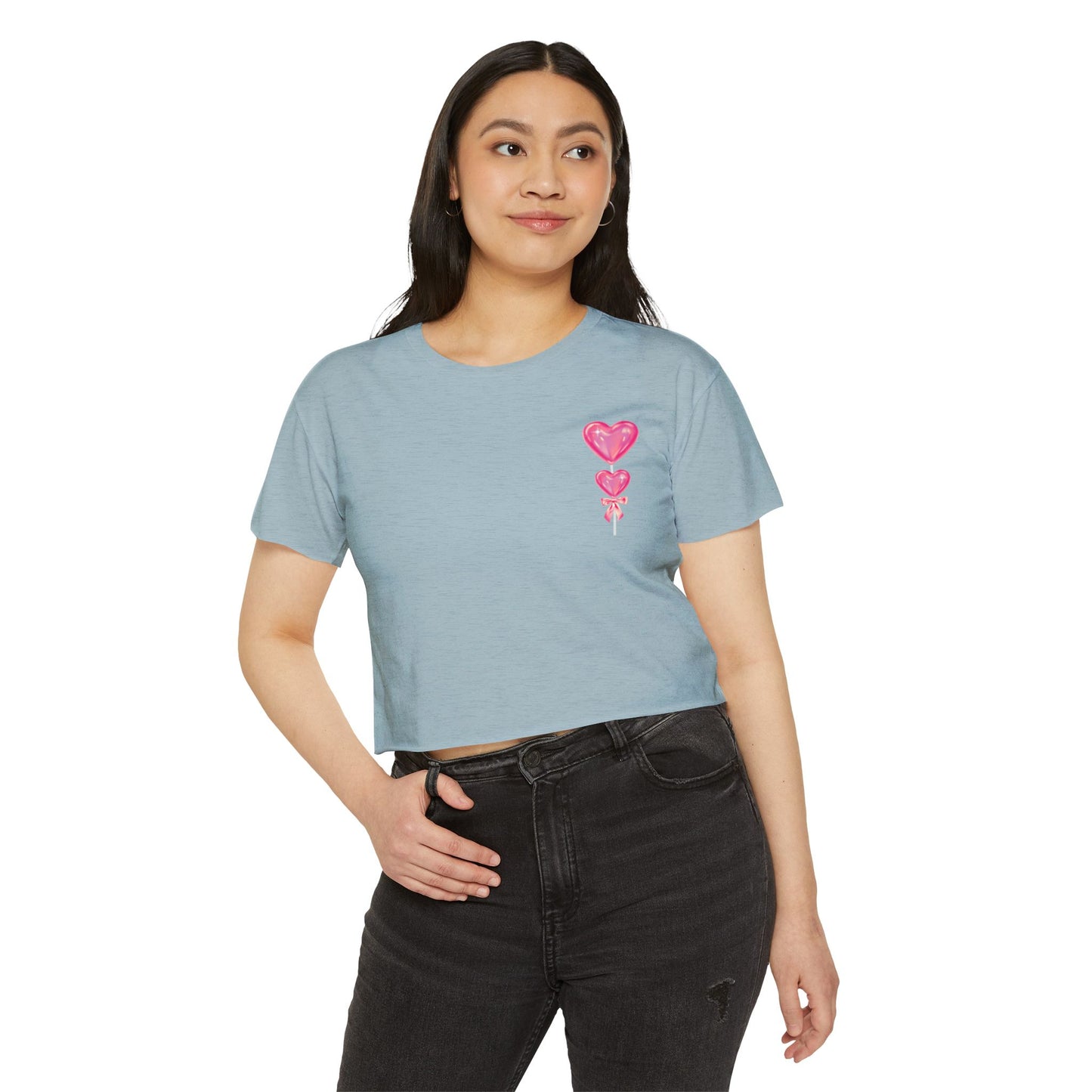 Women's Festival Crop Top with Heart Balloons, Summer Concert Wear, Trendy Festival Shirt, Boho Top, Gift for Her