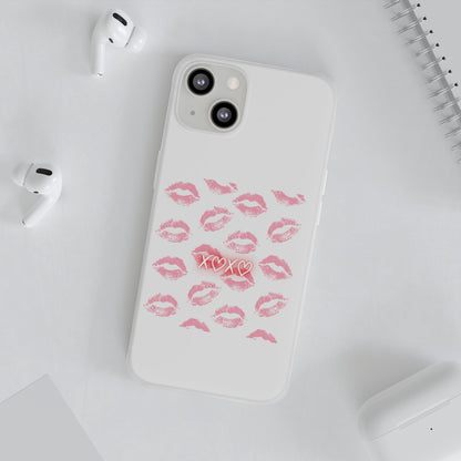 Kiss Print Phone Case - Stylish Flexi Case, Cute Phone Cover, Gift for Her, Trendy Accessories, Valentine's Day, Romantic Style