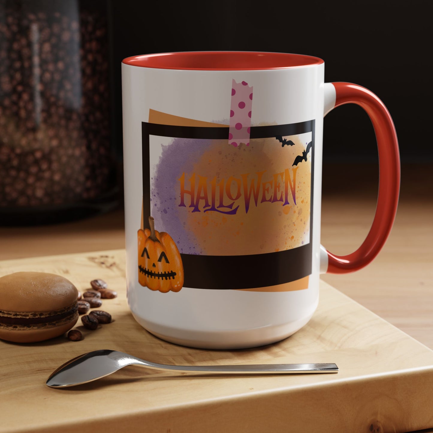 Halloween Accent Coffee Mug - Spooky Pumpkin, Fall Decor, Gift for Coffee Lovers, Seasonal Homeware, Halloween Party
