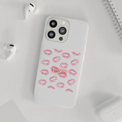 Kiss Print Phone Case - Stylish Flexi Case, Cute Phone Cover, Gift for Her, Trendy Accessories, Valentine's Day, Romantic Style