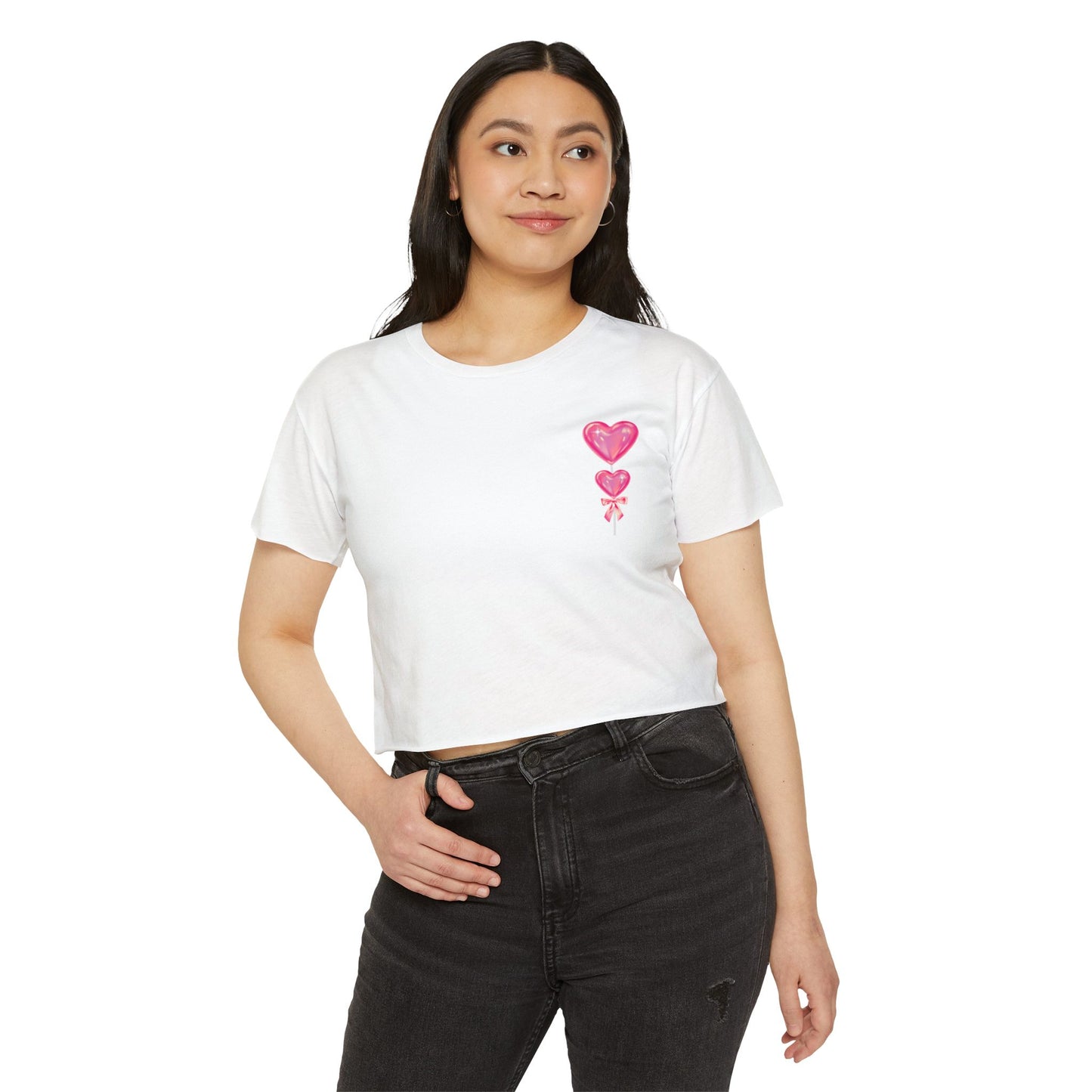 Women's Festival Crop Top with Heart Balloons, Summer Concert Wear, Trendy Festival Shirt, Boho Top, Gift for Her
