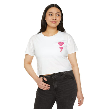 Women's Festival Crop Top with Heart Balloons, Summer Concert Wear, Trendy Festival Shirt, Boho Top, Gift for Her