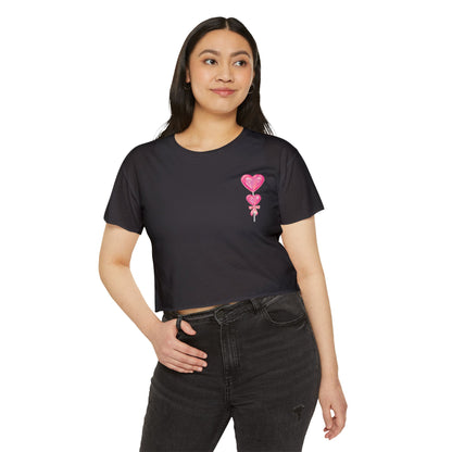 Women's Festival Crop Top with Heart Balloons, Summer Concert Wear, Trendy Festival Shirt, Boho Top, Gift for Her