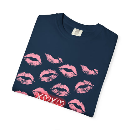Kiss Me Garment-Dyed Unisex T-Shirt - Soft, Casual Tee for Valentine's Day, Love Gifts, Romantic Nights, Trendy Streetwear, Everyday Comfort