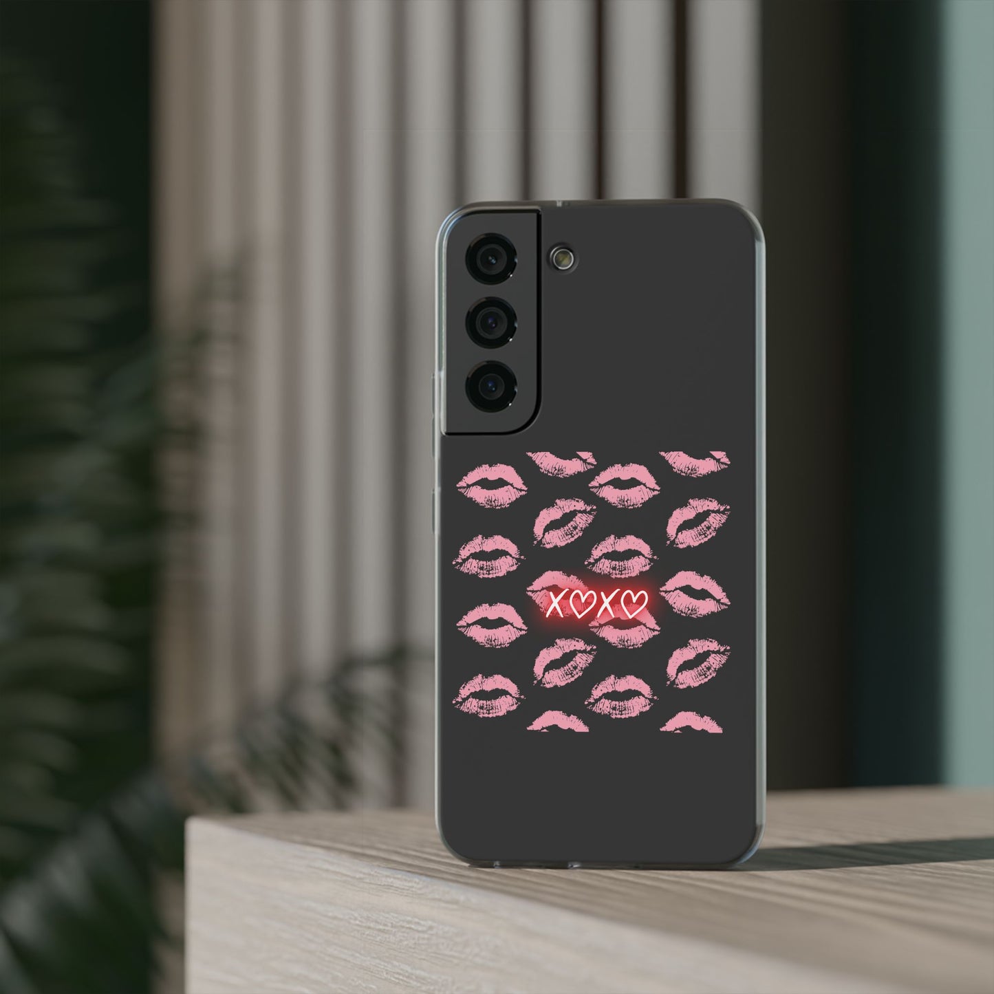 Kiss Print Phone Case - Stylish Flexi Case, Cute Phone Cover, Gift for Her, Trendy Accessories, Valentine's Day, Romantic Style