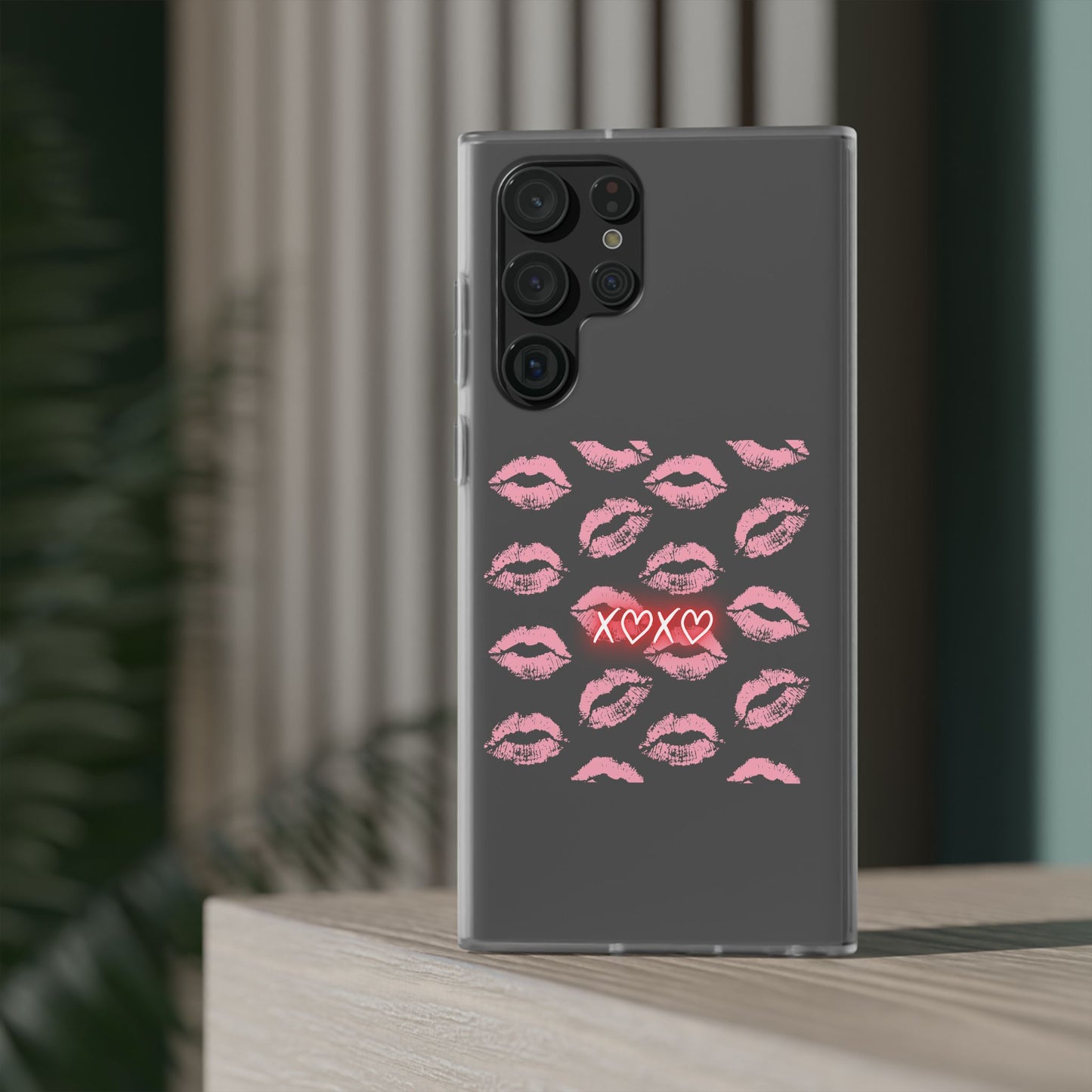 Kiss Print Phone Case - Stylish Flexi Case, Cute Phone Cover, Gift for Her, Trendy Accessories, Valentine's Day, Romantic Style