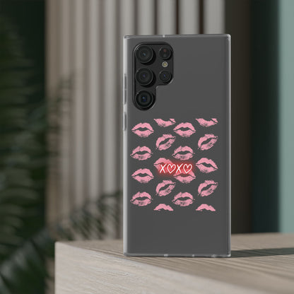 Kiss Print Phone Case - Stylish Flexi Case, Cute Phone Cover, Gift for Her, Trendy Accessories, Valentine's Day, Romantic Style
