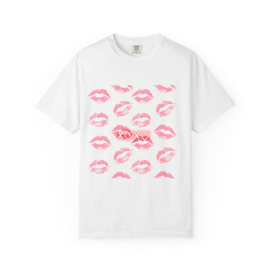 Kiss Me Garment-Dyed Unisex T-Shirt - Soft, Casual Tee for Valentine's Day, Love Gifts, Romantic Nights, Trendy Streetwear, Everyday Comfort