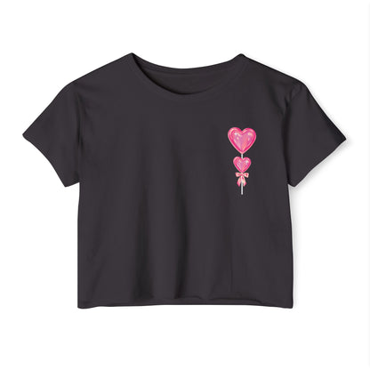 Women's Festival Crop Top with Heart Balloons, Summer Concert Wear, Trendy Festival Shirt, Boho Top, Gift for Her