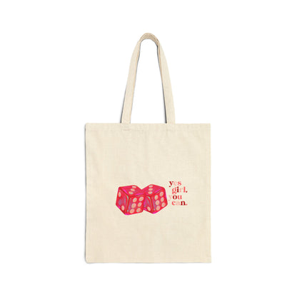 Lucky Dice Cotton Canvas Tote Bag, Fun Eco-Friendly Tote, Gift for Gamers, Everyday Use, Travel Bag, Stylish Shopping Tote