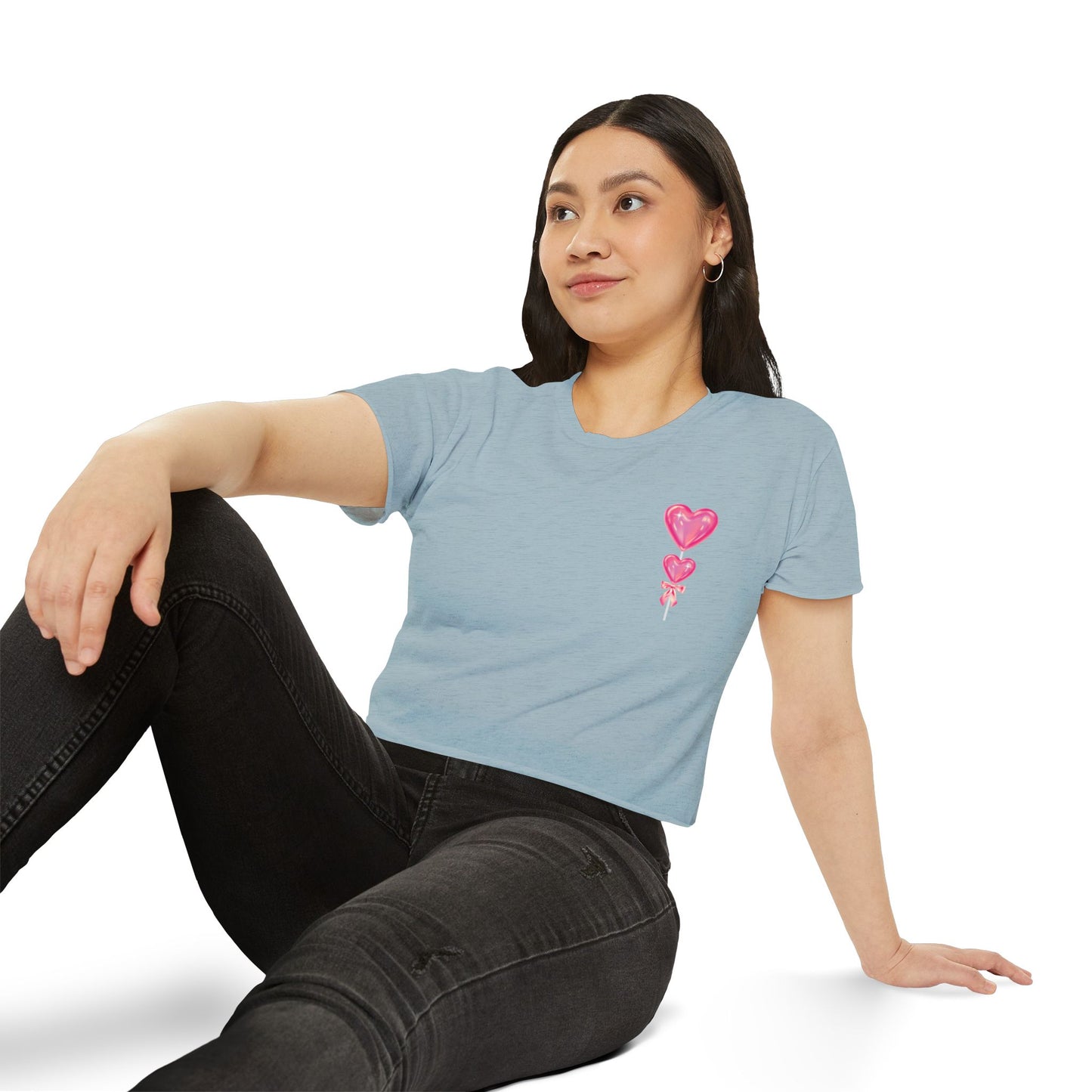 Women's Festival Crop Top with Heart Balloons, Summer Concert Wear, Trendy Festival Shirt, Boho Top, Gift for Her