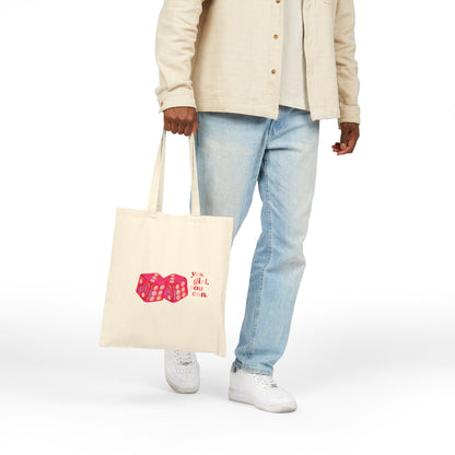 Lucky Dice Cotton Canvas Tote Bag, Fun Eco-Friendly Tote, Gift for Gamers, Everyday Use, Travel Bag, Stylish Shopping Tote