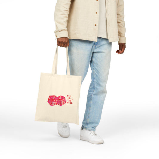 Lucky Dice Cotton Canvas Tote Bag, Fun Eco-Friendly Tote, Gift for Gamers, Everyday Use, Travel Bag, Stylish Shopping Tote