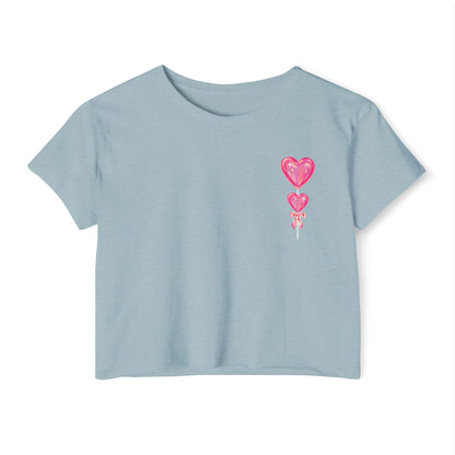 Women's Festival Crop Top with Heart Balloons, Summer Concert Wear, Trendy Festival Shirt, Boho Top, Gift for Her