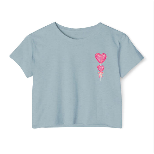 Women's Festival Crop Top with Heart Balloons, Summer Concert Wear, Trendy Festival Shirt, Boho Top, Gift for Her