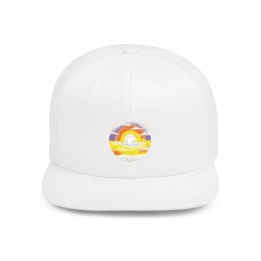 Sunset Vibe Flat Bill Snapback Hat, Trendy Cap for Summer, Beach Days, Outdoors, Gift for Him or Her, Fashionable Headwear