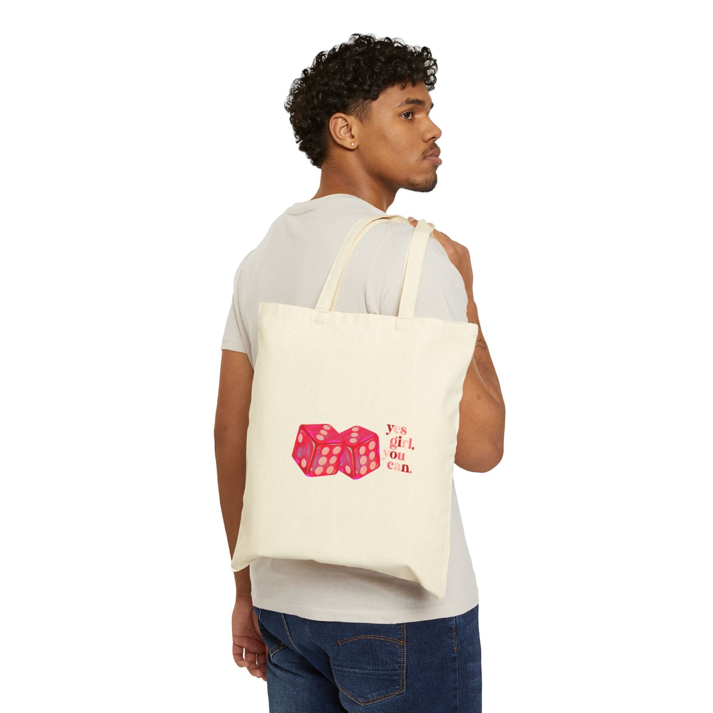 Lucky Dice Cotton Canvas Tote Bag, Fun Eco-Friendly Tote, Gift for Gamers, Everyday Use, Travel Bag, Stylish Shopping Tote