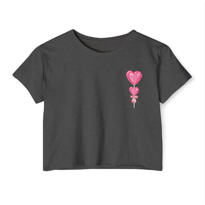 Women's Festival Crop Top with Heart Balloons, Summer Concert Wear, Trendy Festival Shirt, Boho Top, Gift for Her