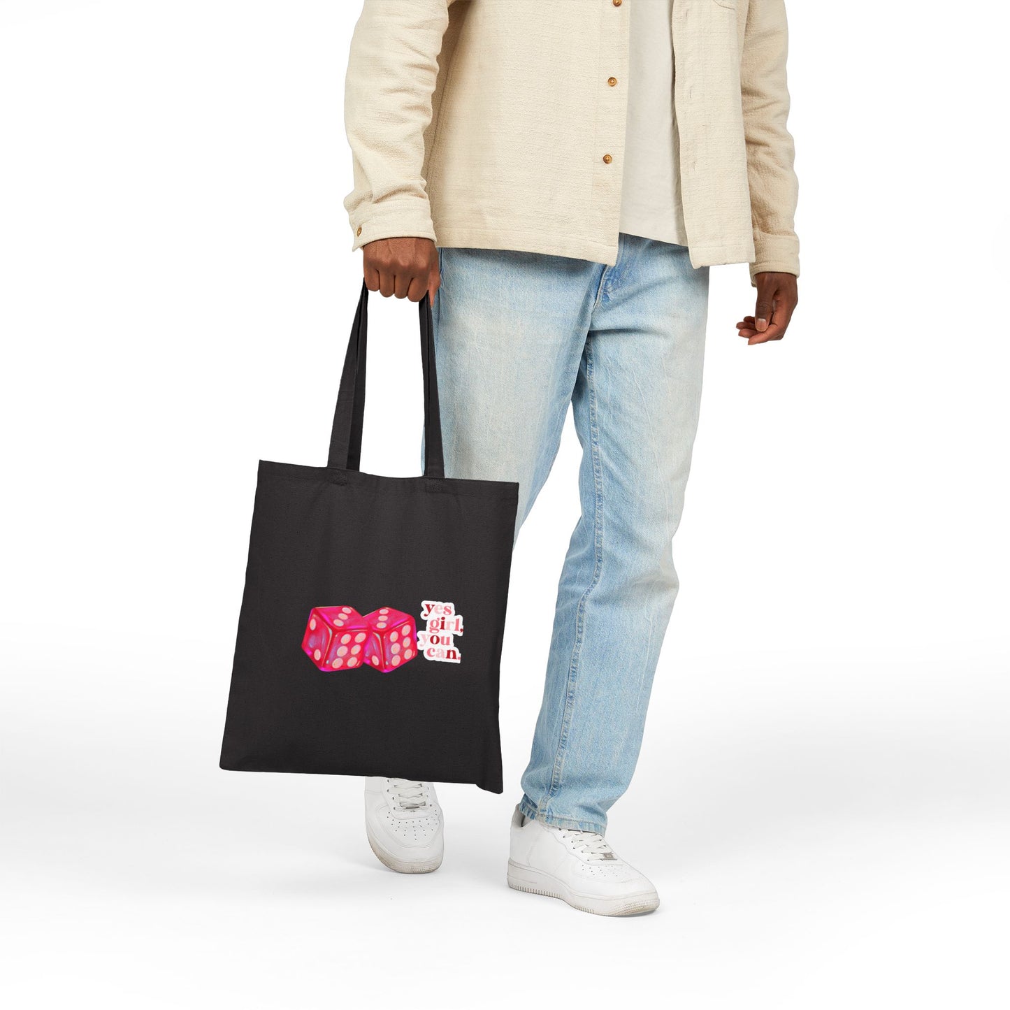 Lucky Dice Cotton Canvas Tote Bag, Fun Eco-Friendly Tote, Gift for Gamers, Everyday Use, Travel Bag, Stylish Shopping Tote