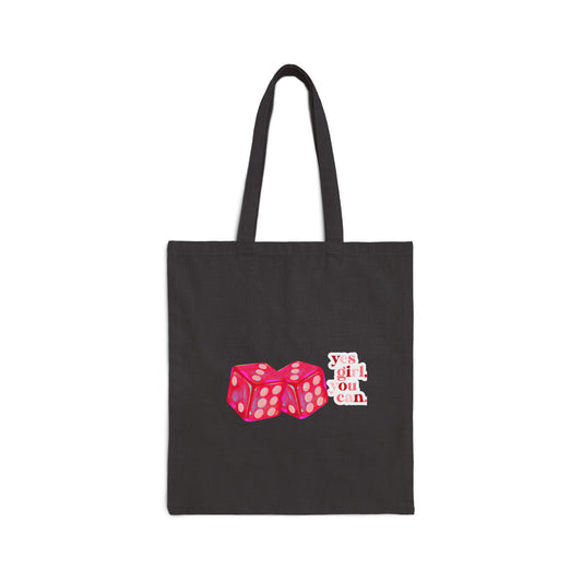 Lucky Dice Cotton Canvas Tote Bag, Fun Eco-Friendly Tote, Gift for Gamers, Everyday Use, Travel Bag, Stylish Shopping Tote