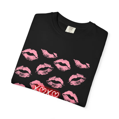 Kiss Me Garment-Dyed Unisex T-Shirt - Soft, Casual Tee for Valentine's Day, Love Gifts, Romantic Nights, Trendy Streetwear, Everyday Comfort